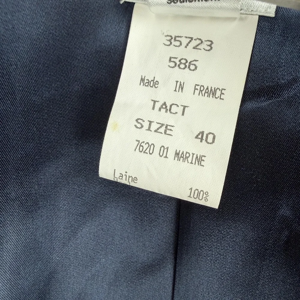 Celine Coat Womens 40‎ Blue Wool Twill Long Single Breasted Overcoat Made France